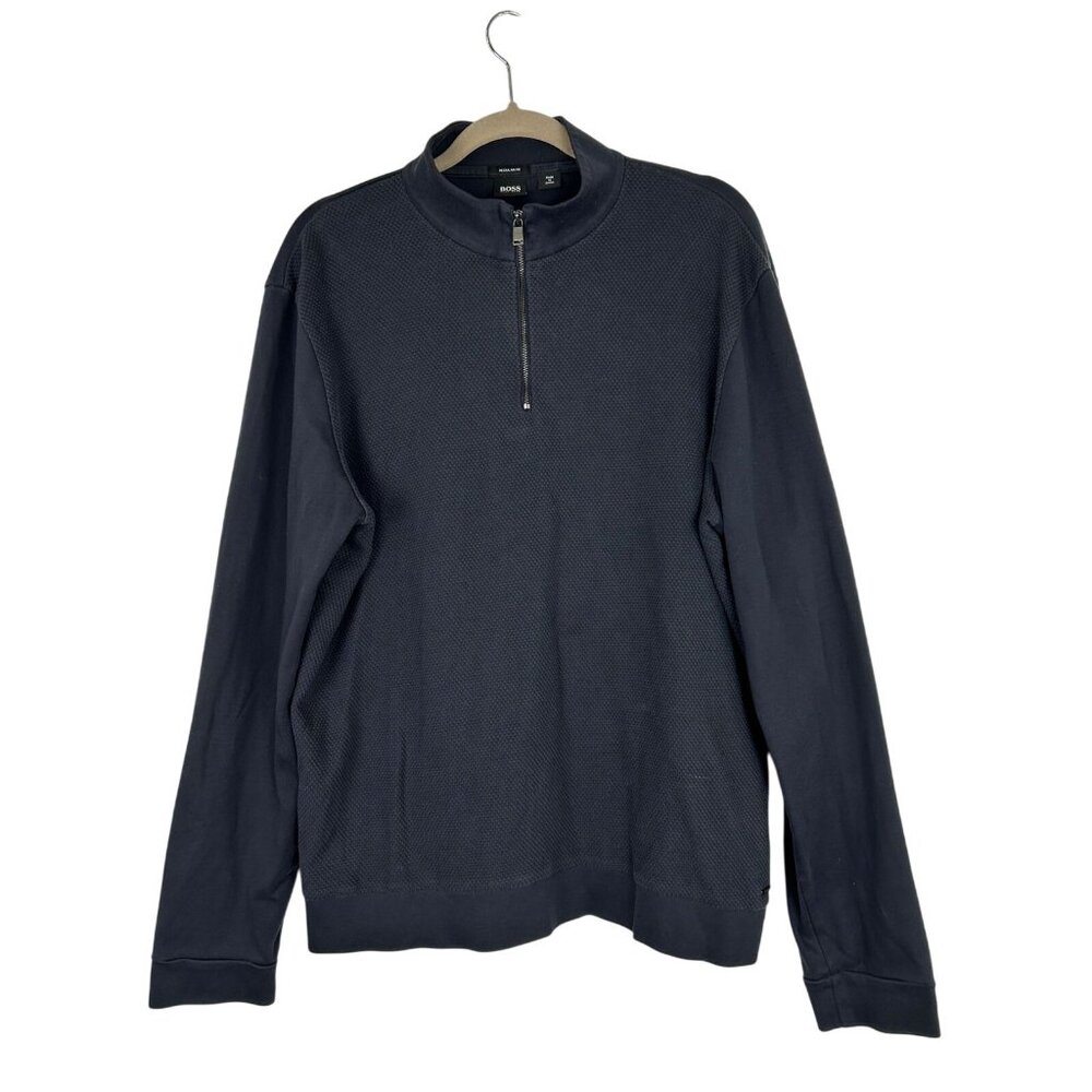 HUGO BOSS Men's Blue Quarter Zip Pullover Sweater Size XL Regular Fit